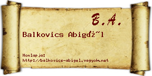 Balkovics Abigél névjegykártya